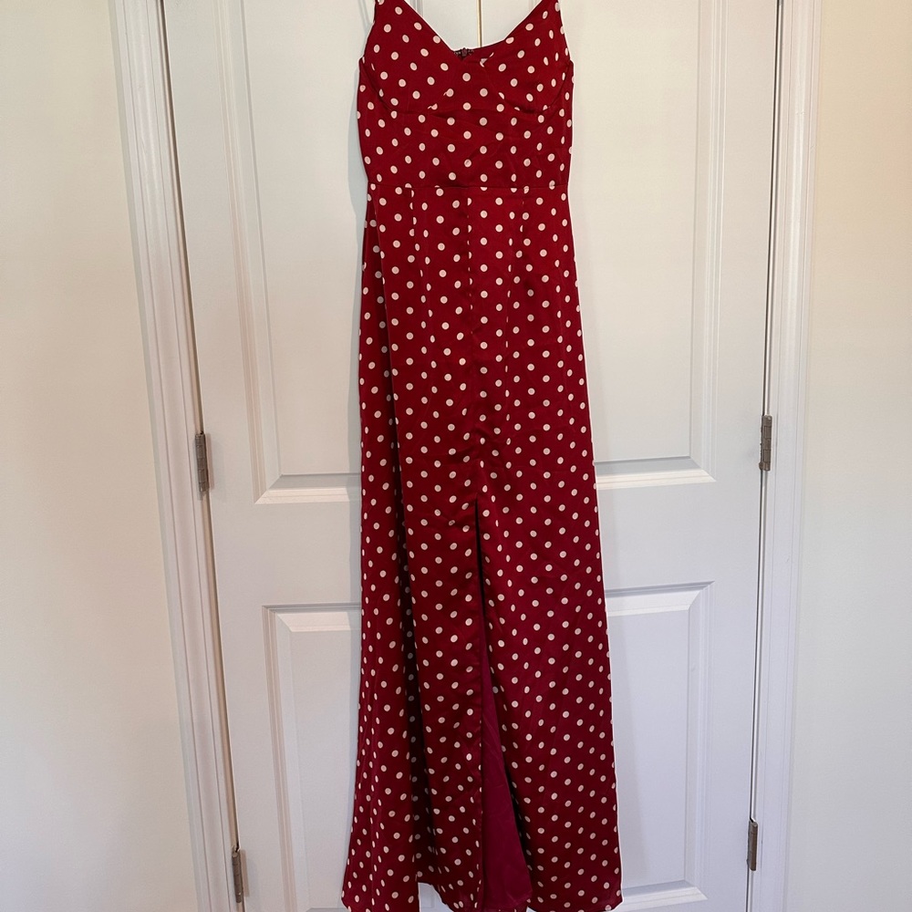 Red & white polka dot maxi dress